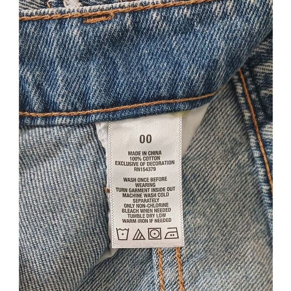 Aeropostale Medium Wash Distressed Denim Y2K High Rise Jean Mini Skirt Sz 00 - Picture 6 of 7